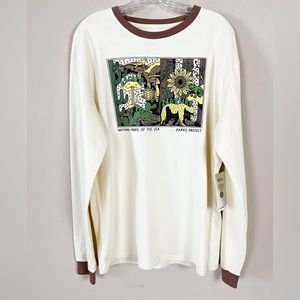 Parks Project National Parks Of The USA Long Sleeve Cream and Brown Tee Shirt L